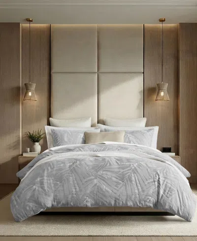 Harbor House Coastal Leaves Cotton 3-piece Duvet Cover Set, Full/queen In Light Gray
