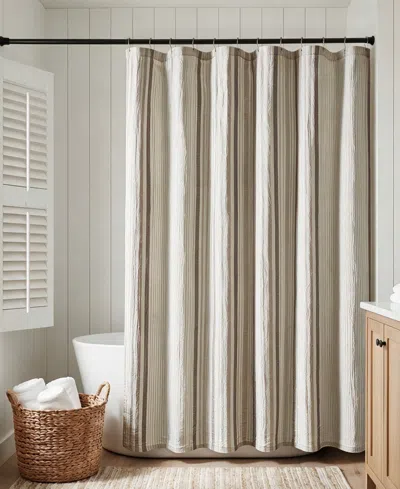 Harbor House Ellery Jacquard Stripe Shower Curtain, 72" X 72" In Brown