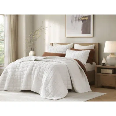 Harbor House French Flax Linen Garment Washed Quilt Set In White