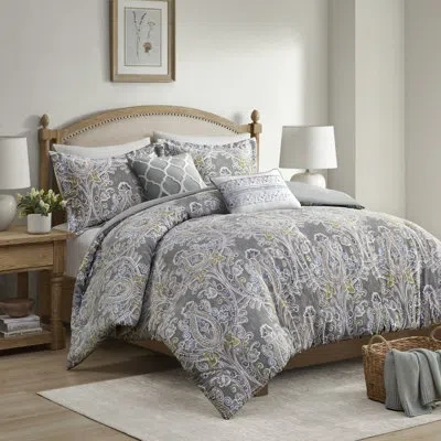 Harbor House Hallie Cotton Damask Duvet Cover Set In Grey