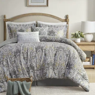 Harbor House Hallie Gray Traditional 6 Piece 100% Cotton Comforter Set