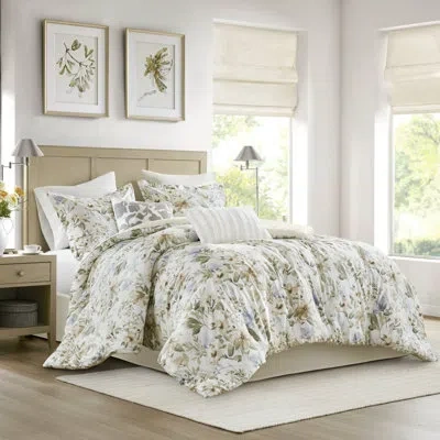Harbor House Herbal 6 Piece Cotton Sateen Print Oversized Comforter Set In Multi