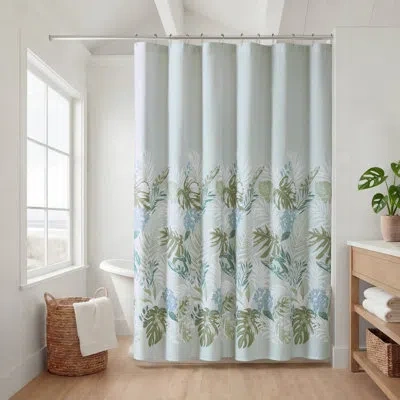 Harbor House Kiawah Island Blue Printed Jacquard 72x72'' Shower Curtain In Green