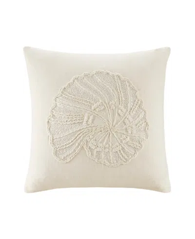 Harbor House Luna Spiral Shell Embroidered Decorative Pillow Cover, 20" X 20" In White