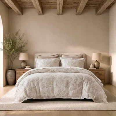 Harbor House Maison Tropical Cotton Jacquard Botanical Duvet Cover Set In Neutral