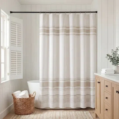 Harbor House Morgan Farmhouse Striped 72x72'' Shower Curtain In Neutral