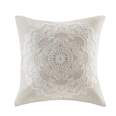 Harbor House Suzanna Embroidered Cotton Square Pillow In Taupe
