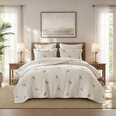 Harbor House Willow Embroidered Botanical White/grey 100% Cotton 3-piece King/cal King 100% Cotton Lightweight 3  In Neutral