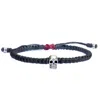 Harbour Uk Bracelets Black / Red Skull Silver Bracelet For Men - Black & Red Handmade Rope - Biker In Multi