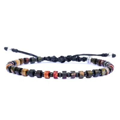 Harbour Uk Bracelets Brown Men Stone Rope Bracelet -  Handmade Of Silver Steel & Picasso Gemstone - Orion
