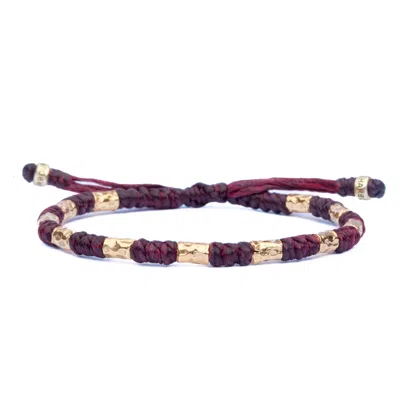 Harbour Uk Bracelets Chunky And Durable Vik Gold Men's Wine Red Rope Bracelet In Multi