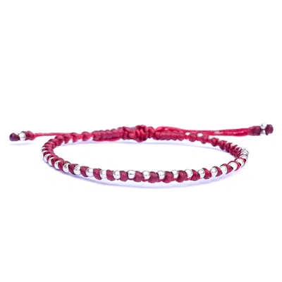 Harbour Uk Bracelets Delicate Red Friendship Bracelet With Tiny Silver Beads For Women - Spitafields