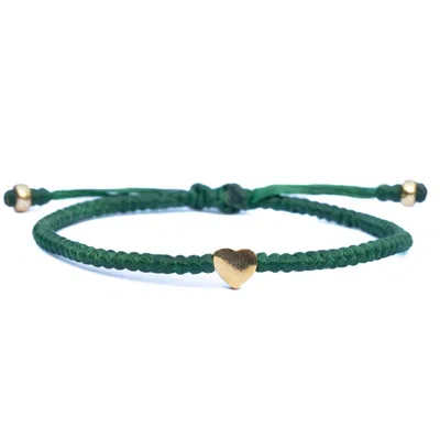 Harbour Uk Bracelets Gold Heart Bracelet For Women – Green Waterproof String - Valentino