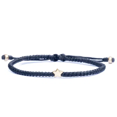 Harbour Uk Bracelets Gold Star & Black Rope Adjustable Dainty Bracelet For Women - Golden Star