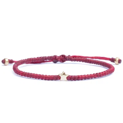 Harbour Uk Bracelets Gold Star & Red Cord Adjustable Dainty Bracelet For Women