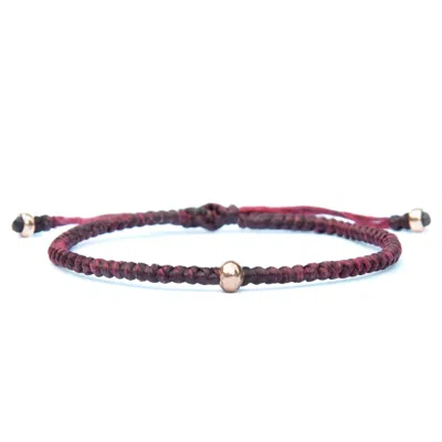 Harbour Uk Bracelets Harmony Women's Rose Gold Vermeil Rope Bracelet - Red In Burgundy