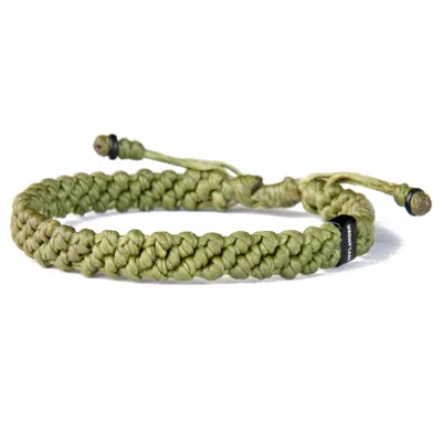 Harbour Uk Bracelets Men's Chunky Green Rope Bracelet Handmade Of Waxed Cord & Stainless Steel - Green