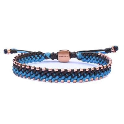Harbour Uk Bracelets Men's Copper And Cord Adventure Bracelet - Brown And Light Blue - Hampton Connection In Multi