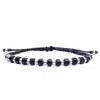 Harbour Uk Bracelets Men's Handmade Black Onyx Stone And Silver Rope Bracelet With Steel Accents - Onyx Gaia - Black In Black