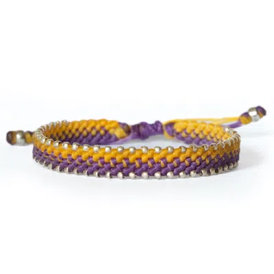 Harbour Uk Bracelets Men's Men's Rope & Silver Bracelet – British Connection Purple & Yellow Edition In Black