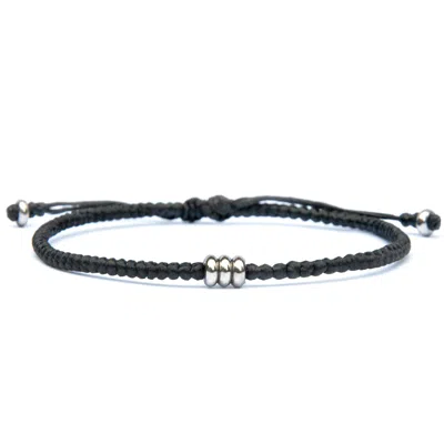 Harbour Uk Bracelets Men's Minimalist Black Rope & Steel. Iron Flow Bracelet