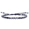 Harbour Uk Bracelets Men Stone Rope Bracelet - Handmade Of Silver Steel & Black Labradorite - Orion In Black