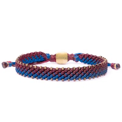 Harbour Uk Bracelets Men Wine Red & Blue Rope & Bronze Bracelet For Men - Multicolour