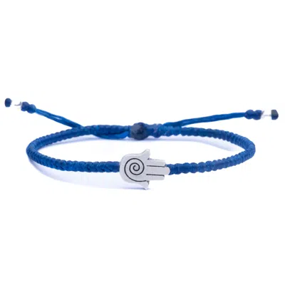 Harbour Uk Bracelets Mens Sterling Silver & Blue Rope Hamsa Bracelet - Blue