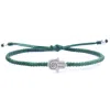 Harbour Uk Bracelets Mens Sterling Silver & Green Rope Hamsa Bracelet In Green