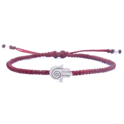 Harbour Uk Bracelets Mens Sterling Silver & Red Rope Hamsa Bracelet - Red