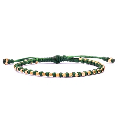 Harbour Uk Bracelets Minimal Brass And Green Rope Bracelet For Women - Green