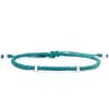 Harbour Uk Bracelets Minimalist Mens Aqua Green Rope Bracelet With Sterling Silver - Equilibrium In Green