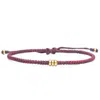 Harbour Uk Bracelets Minimalist Wine Red Cord And Brass Bracelet For Men - Soul Brass In Red