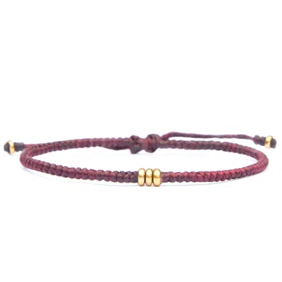 Harbour Uk Bracelets Minimalist Wine Red Cord And Brass Bracelet For Men - Soul Brass
