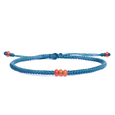 Harbour Uk Bracelets Orange Onyx Stone & Aqua Green Rope Bracelet For Men - Elementum