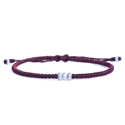 Harbour Uk Bracelets Pink / Purple Pearl Stone & Wine Red Rope Bracelet For Men - Elementum