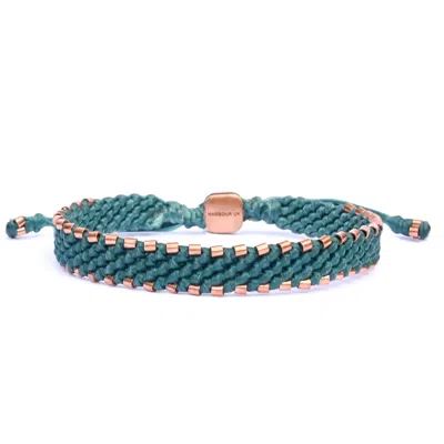 Harbour Uk Bracelets Pure Copper & Rope Bracelet For Men Aquagreen In Green
