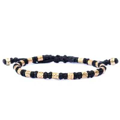 Harbour Uk Bracelets Rope & Hammered Gold Silver Viking Women's Bracelet - Freya - Black