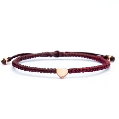 Harbour Uk Bracelets Tiny Rose Gold Heart Wine Red Bracelet For Women - Red