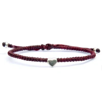 Harbour Uk Bracelets Tiny Silver Heart Wine Red Bracelet For Women - Multicolour