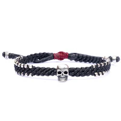 Harbour Uk Bracelets Urban Black Rope Bracelet For Men With Red Detail – Skull Connection In Multi