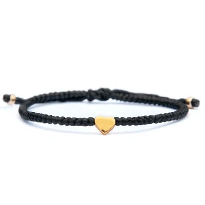 Harbour Uk Bracelets Valentino Black Rope Gold Vermeil Heart Bracelet For Women