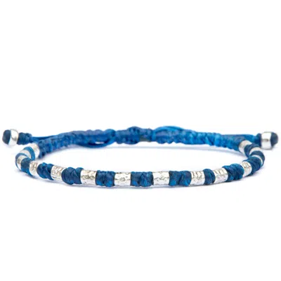 Harbour Uk Bracelets Viking Bracelet For Men - Yule Handmade Of Vegan Rope And Silver - Blue