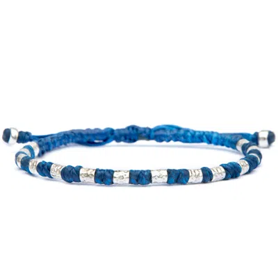 Harbour Uk Bracelets Viking Bracelet For Men - Yule Handmade Of Vegan Rope And Silver - Blue In Metallic