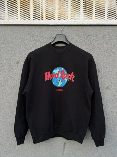 Pre-owned Hard Rock Cafe X Vintage Hard Rock Cafe Paris Big Logo Sweatshirt In Black