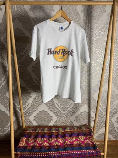 Pre-owned Hard Rock Cafe X Vintage Very Hard Rock Cafe Chicago T-shirt Made In Usa Y2k 90's In White