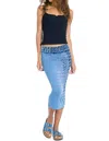Hard Tail Forever Chambray Stripe Midi Pencil Skirt In Diagonal Butterfly Wash 9