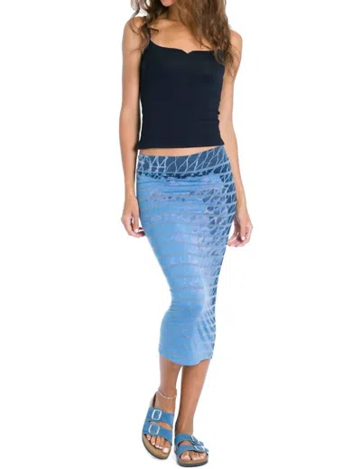 Hard Tail Forever Chambray Stripe Midi Pencil Skirt In Diagonal Butterfly Wash 9