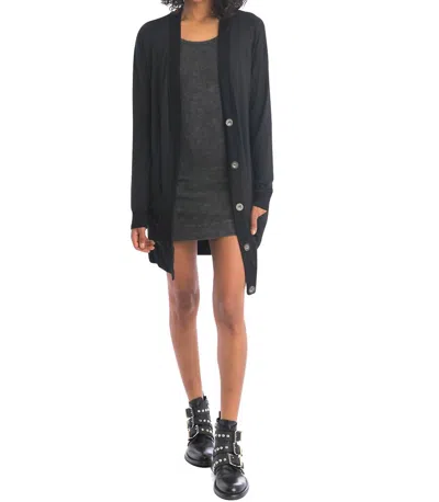 Hard Tail Forever Long Luxe Cardigan In Black In Grey