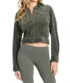 Hard Tail Forever Velour Crop Jacket In Green In Green